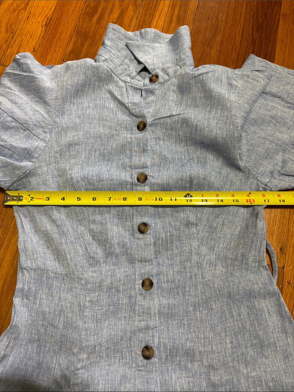 π Zara Light Blue Button-Front Midi Shirt Dress - Picture 10 of 16